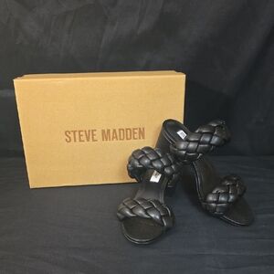 NWB Steve Madden Black Braided Heels #3